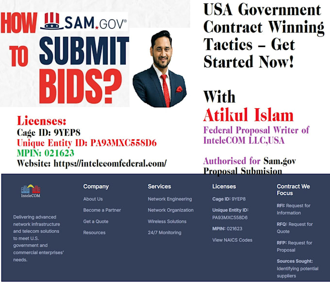 write your rfp, rfq, rfi, bid proposal or gov contract