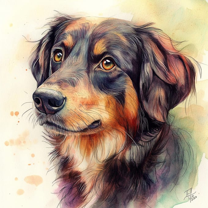 do watercolor pet portrait
