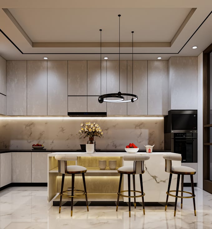 design kitchen interior and realistic rendering