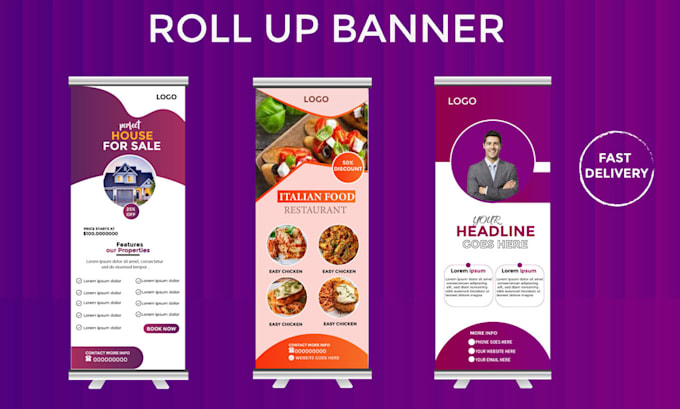 do roll up banner, retractable, sign billboard design