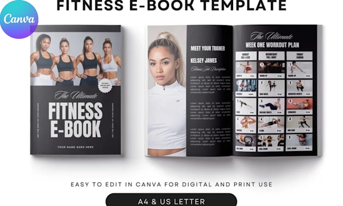 design fitness guide ebook selfcare journal mental ebook, website ebook on canva