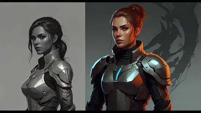 Draw fantasy or sci fi concept art character design by Naemhmid | Fiverr