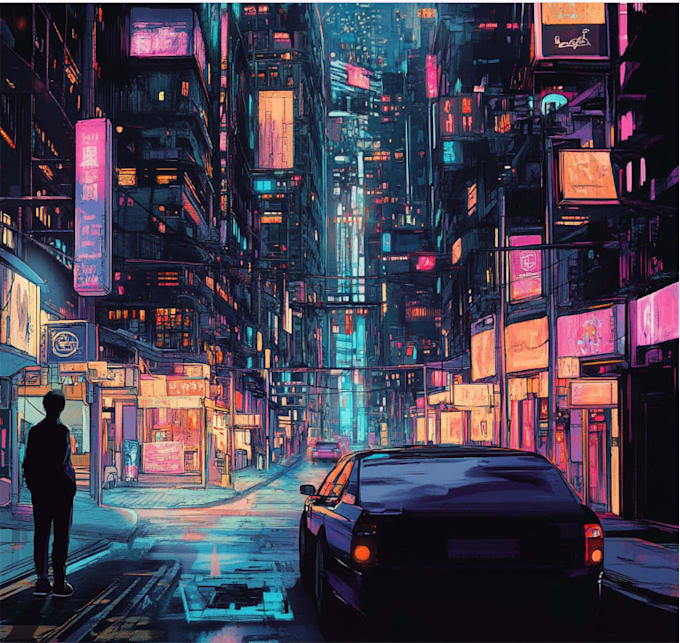 do futuristic cyberpunk city and sci fi concept art