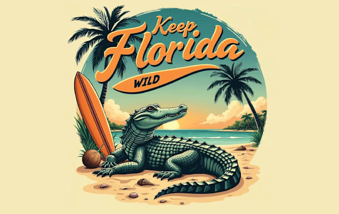 do vintage summer crocodile logo illustration graphic design