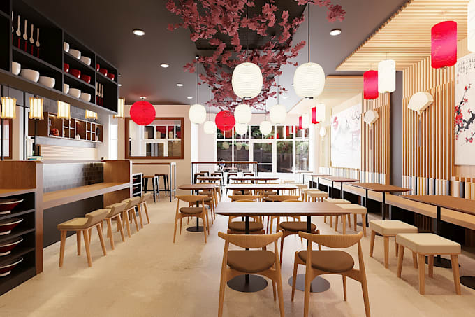 help your customers coming back with cozy 3d café and restaurant interior design