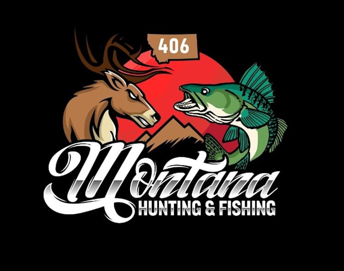 draw mountain hiking hunting fishing logo design