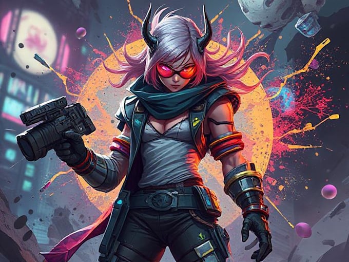 Design cyberpunk and fantasy character splash art by Nikelietthews | Fiverr