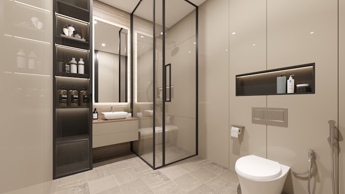 help you create a spa like vibe with clean 3d bathroom interior design