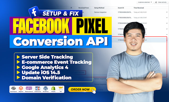 setup meta pixel ,facebook conversion API, ga4 and server side tracking