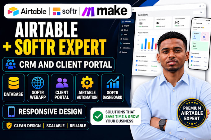 be airtable softr expert airtable database client portal, automation integration