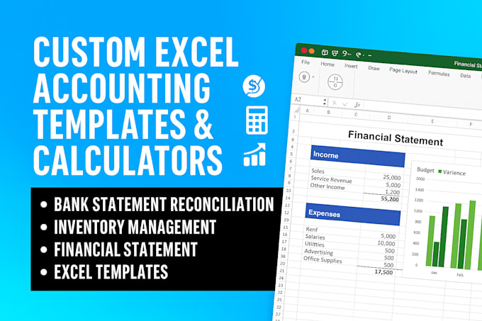 create custom excel, google sheet accounting templates and financial calculators