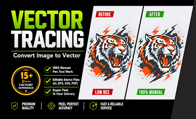 convert image to vector, manual vector tracing and editable vector