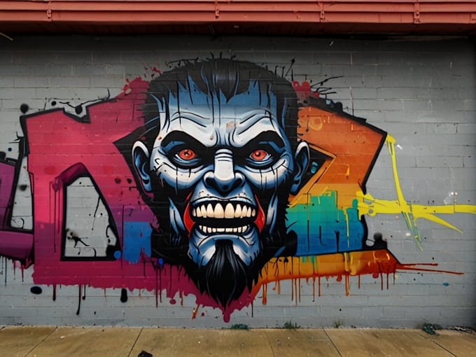 draw any graffiti mural wall art or banner