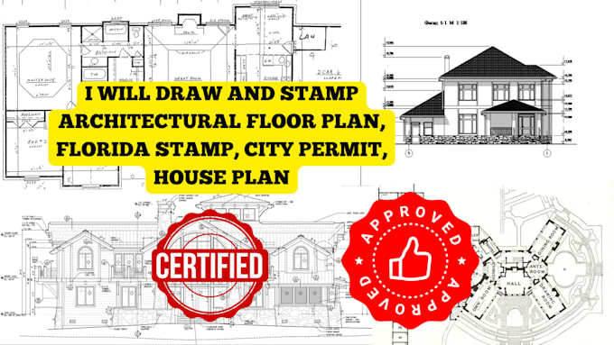 Draw and stamp architectural floor plan, florida stamp, city permit ...
