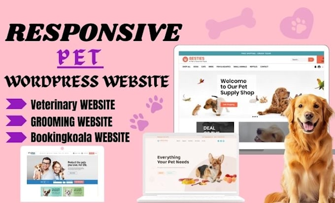 design a pet website, pet grooming and pet wellness using wp