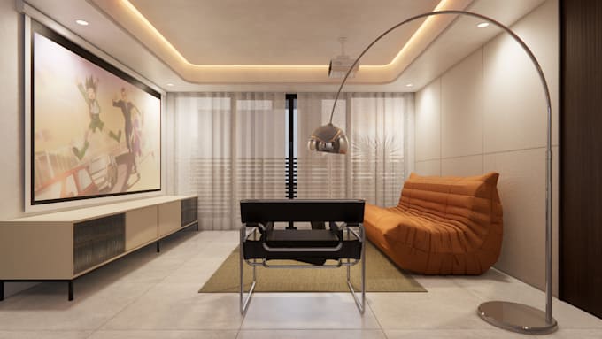 do living room interior design and render