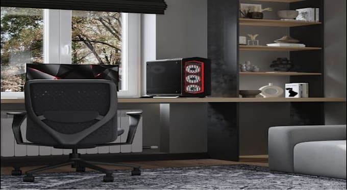 revamp your home office, gaming room, interior, streaming room, cgi rendering