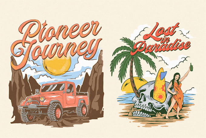 draw vintage western illustration for poster, tshirt, logo