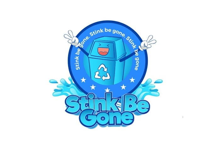 design colorful garbage bin cleaning logo