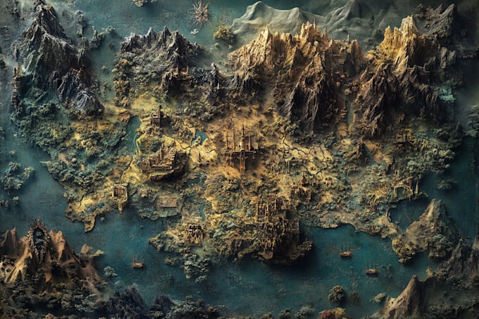 illustrate medieval fantasy and sci fi maps