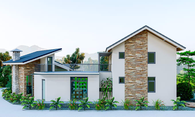 design 3d house model, exterior, interior, realistic rendering and walkthrough