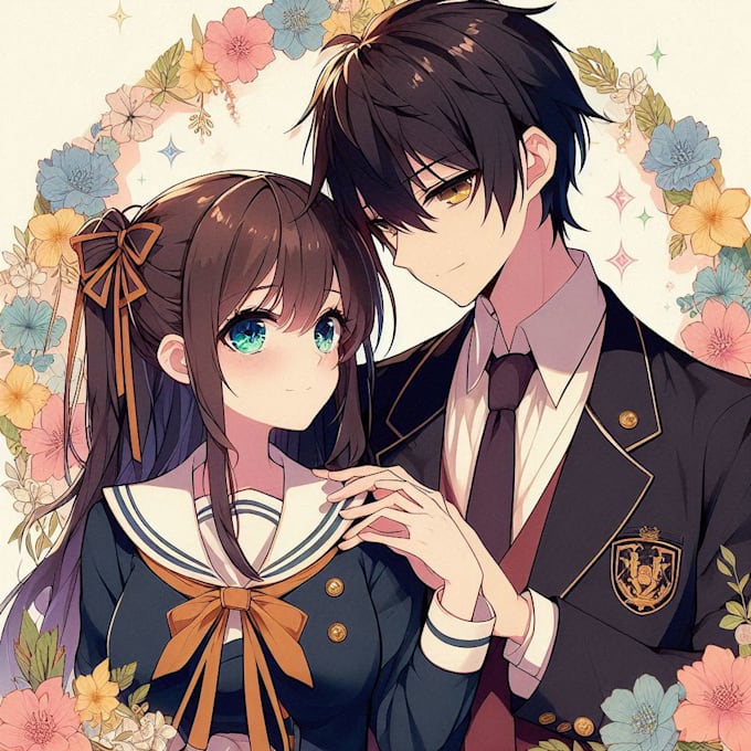 draw cool anime couple for you