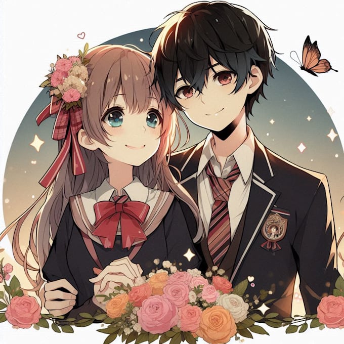 Draw bl, straight or yuri couple in anime style for you by Xukswhale ...