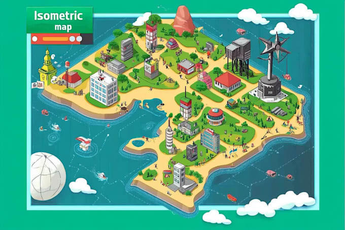 draw high quality vector or isometric map illustrations