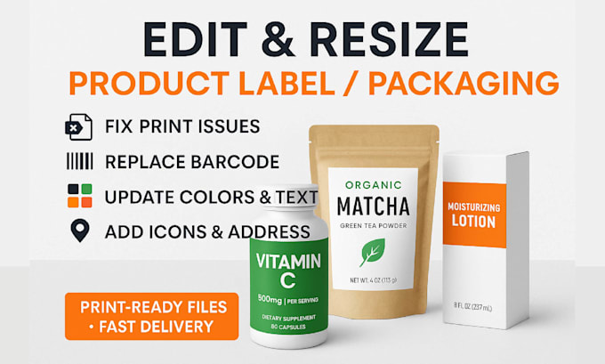 edit, resize, and modify product label and packaging design