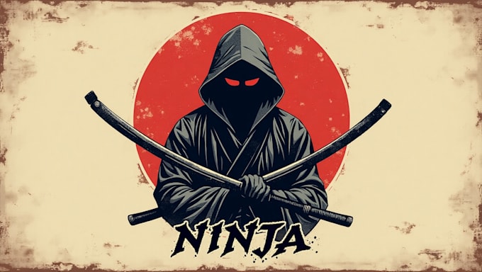 design unique ninja logo with source file in 24 hours