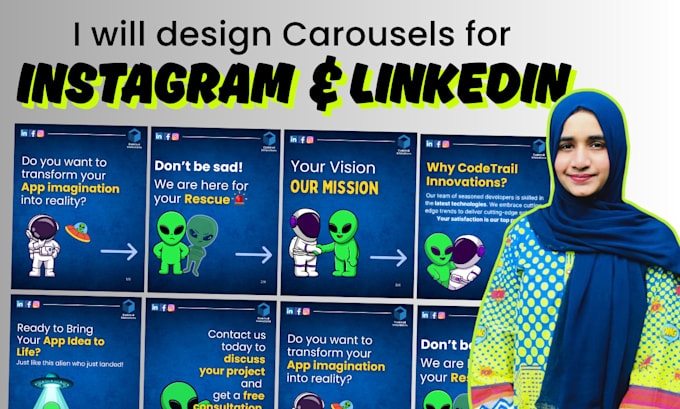 Design instagram carousels and linkedin carousels by Mominrabia11 | Fiverr