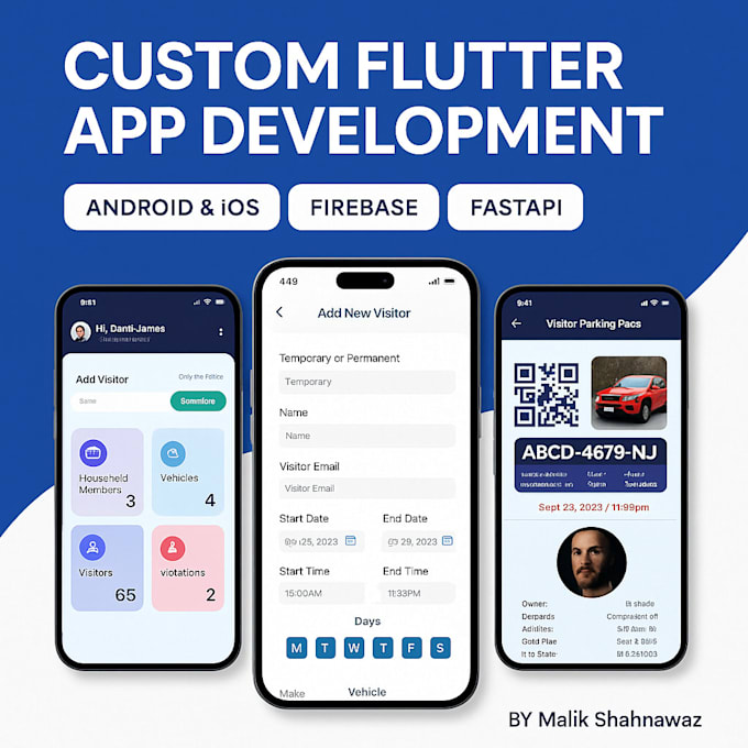 develop a custom flutter app for android and IOS