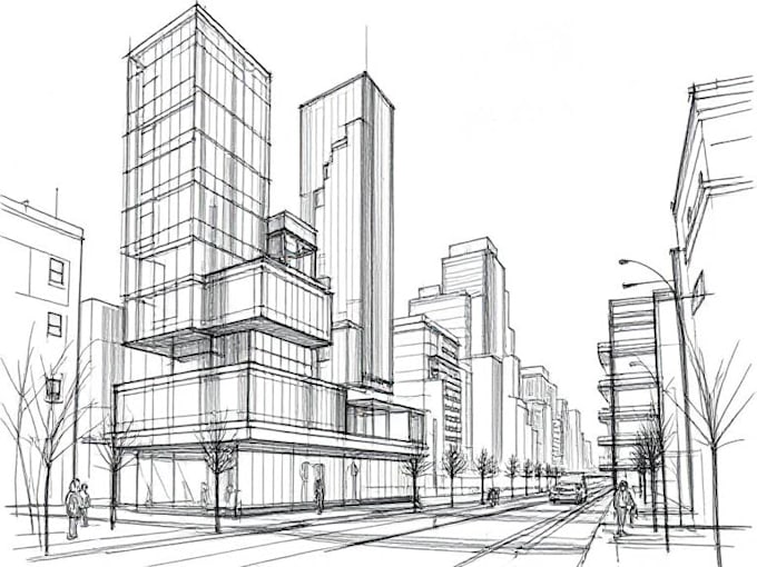 hand draw architecture and urban design sketches