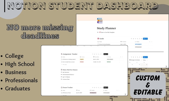 build a custom notion academic dashboard for busy students