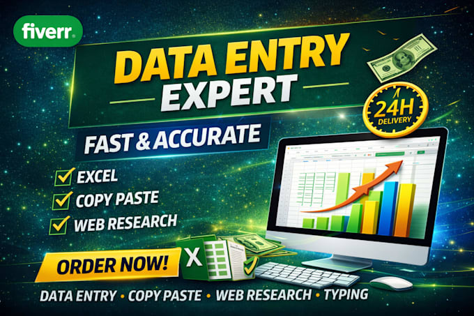 do fast and accurate data entry, excel, copy paste and web research