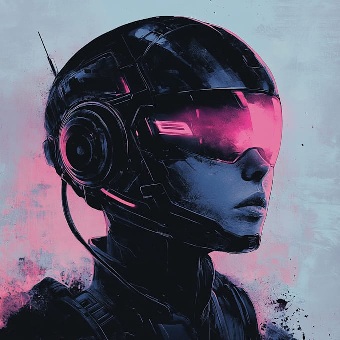 do cyberpunk, sci fi, robot, mecha character concept art