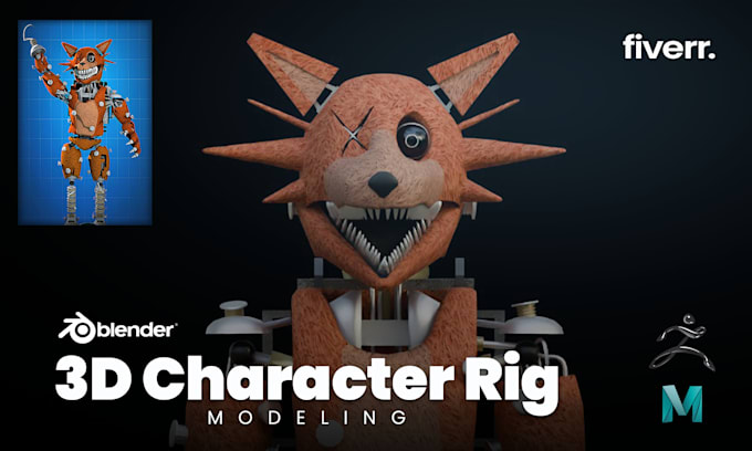 model 3d game character rigging in blender, maya, zbrush