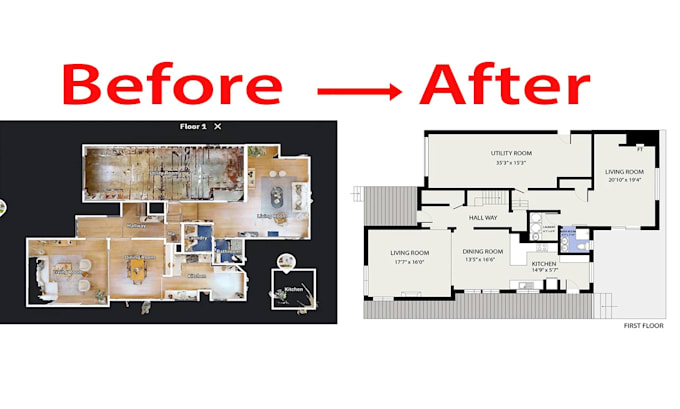 make the 2nd floor plan from hand sketch or matterport