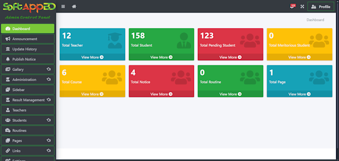 provide school, college and result management system with web view
