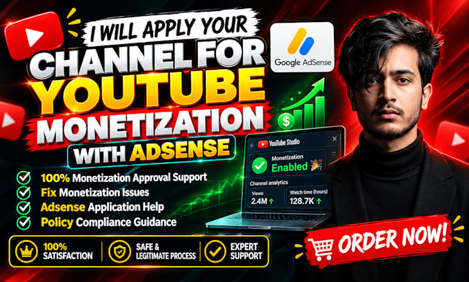 apply your channel for youtube monetization with adsense