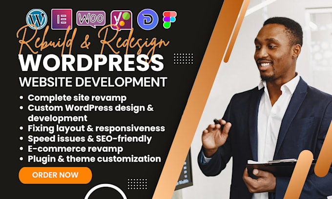 Build rebuild redesign wordpress website fix design business website ...