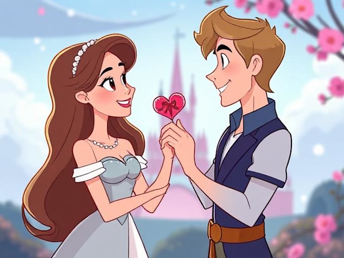 draw cartoon disney couple portrait