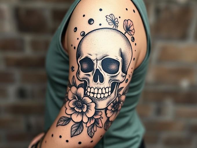 do premium trash polka design , sleeve tattoo