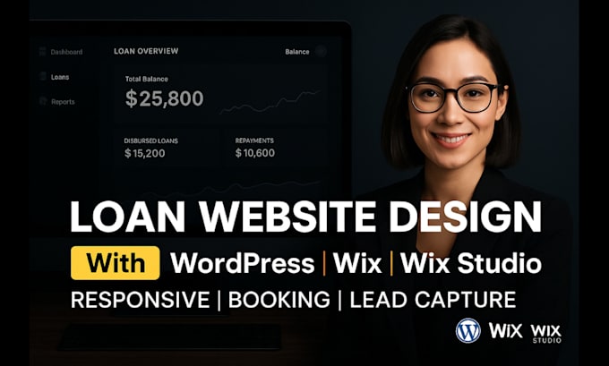 design wix studio loan and finance website investment, mortgage broker websites