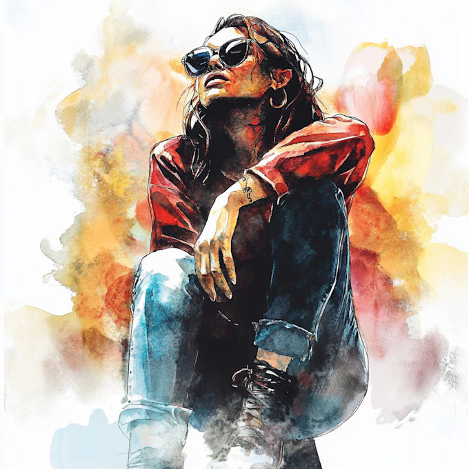 create watercolor portrait illustration