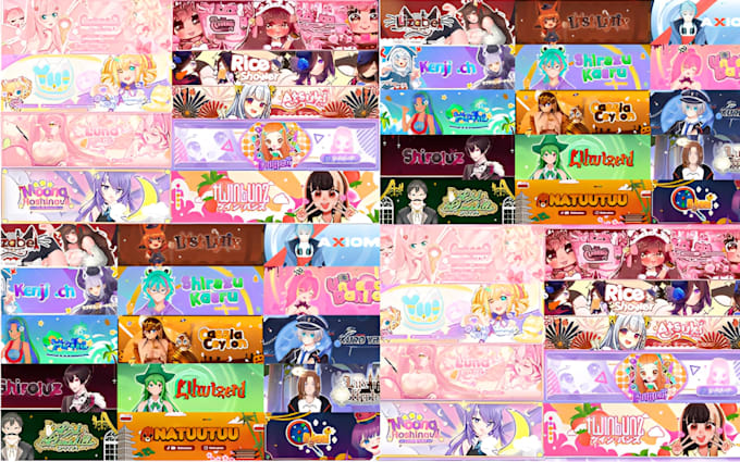 design discord, twitch, vtuber, fivem, and anime banners, logo, gfx icons