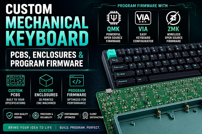 design mechanical keyboard pcbs, firmware and their enclosures