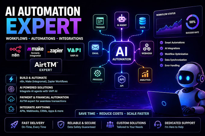 do n8n workflow make com automation zapier ai integromat workflow vapi ai, airtm