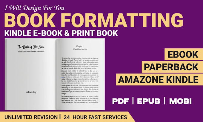 book formatting, book design, ebook design, and book typesetting