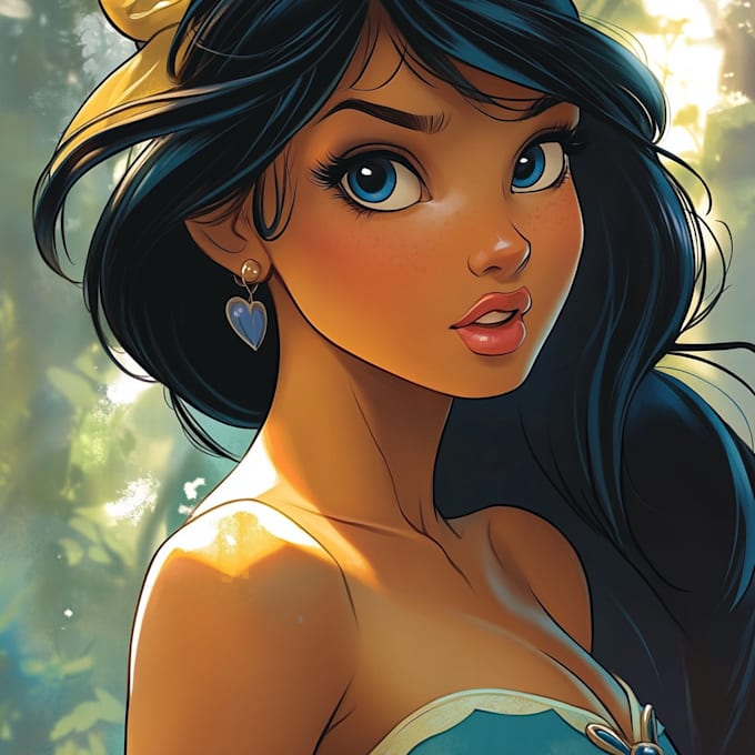 draw couple portrait in disney cartoon illustration for gift